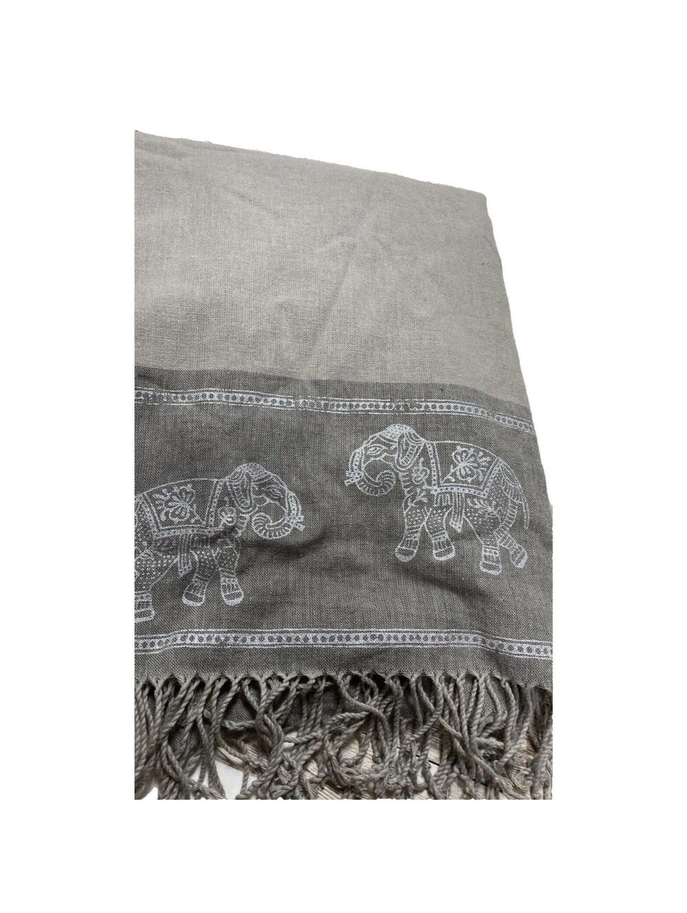 Elephant Grey Tablecloth 50x60 with Fringe Home Decor Stylish Fabric Cover